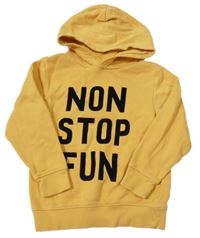 Tmavožltá mikina s nápismi a kapucňou H&M