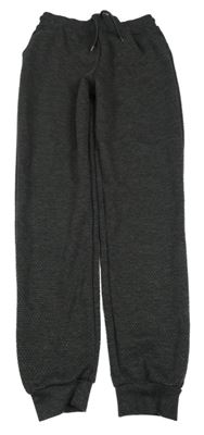 Tmavošedé melírované vzorované/prošívané tepláky PRIMARK
