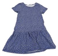 Tmavomodré kvietkovane šaty H&M
