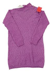 Nové - purpurové melírované svetrové šaty se třpytkami KIABI