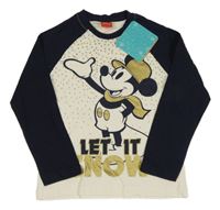 Nové - smetanovo-tmavomodré triko s Mickey Disney