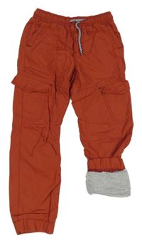 Rezavé cargo cuff plátěné podšité kalhoty Kids