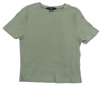 Khaki rebrované crop tričko New Look
