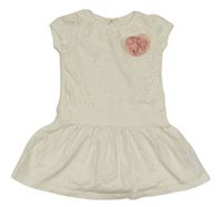 Smotanové bavlnené šaty s čipkou Mothercare