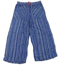 Modro-bílé pruhované lehké culottes kalhoty Pocopiano