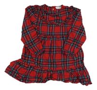 Červeno-černo-bílé kostkované třpytivé šaty s volánkem Primark