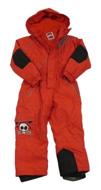 Červeno-černá šusťáková zimní kombinéza s kapucí No Fear