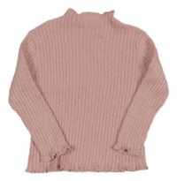 Ružový trblietavý rebrovaný sveter Tu