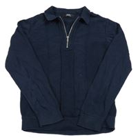 Tmavomodrý polo sveter s žebrováním Next