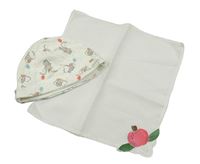 2set - Smetanová puntíkatá bavlněná čepice s Dumbem + bílá dečka s jablkem