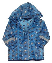 Modrá pláštěnka s velrybami s majáky a kapucňou Lupilu