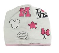 Smetanová bavlněná čepice s obrázky - Minnie