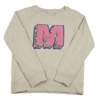 Béžová mikina s písmenem s flitrami Stop+Go