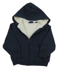 Tmavomodrá zateplená prepínaci mikina s kapucňou Lupilu