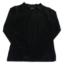 Čierne zamatové rebrované tričko Zeeman