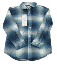 Nové - Petrolejovo-černo-šedá kostkovaná košile F&F