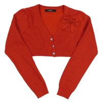 Červené trblietavé svetrové prepínaci bolerko s mašlou s flitrami George