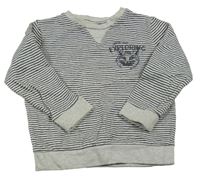 Tmavomodro-biela pruhovaná mikina s líškou