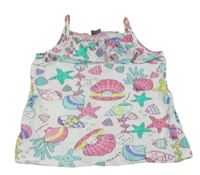 Biely top s mušlemi a volánem Little Kids