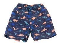 Tmavomodré plážové kraťasy s dinosaurami Kiki&Koko