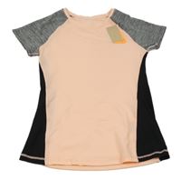 Nové - Světleoranžovo-černo-šedé sportovní tričko H&M