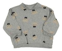 Šedá melírovaná mikina s kočkami H&M