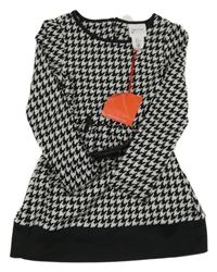 Nové - Černo-šedé vzorované šaty s páskem