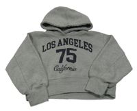 Sivá melírovaná crop mikina s číslom a kapucňou Zara