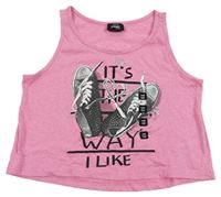 Nové - Ružový melírovaný crop top s teniskami Page One Young