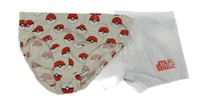 2set - Smetanové slipy s Pokébally + bílé boxerky s nápisem - Star Wars