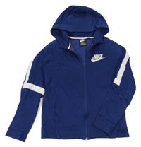 Tmavomodrá športová prepínaci mikina s logom a kapucňou Nike