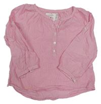 Růžovo-bílá pruhovaná polo halenka H&M