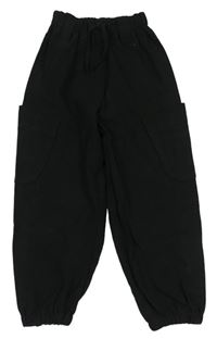 Čierne cuff cargo plátenné nohavice Zara