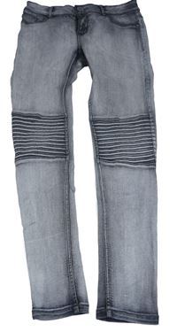 Šedé skinny rifle s žebrováním C&A