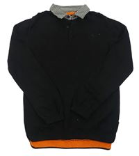 Černý lehký svetr s košilovým límečkem M&Co.