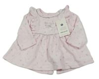 Nové - Svetloružové zamatové vzorované šaty