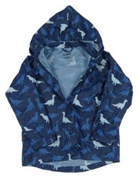 Tmavomodrá šušťáková nepromokavá bunda s dinosaurami a kapucňou Tchibo