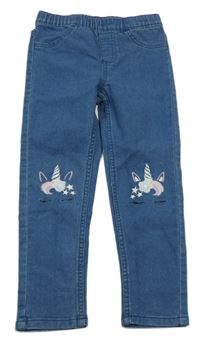 Tmavomodré džegíny s jednorožcami Lupilu