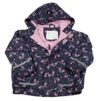 Tmavomodrá nepromokavá jarná bunda s duhami a kapucňou Kiki&Koko