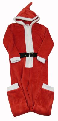 Červeno-bílá chlupatá kombinéza s kapucí - Santa Lily & Dan