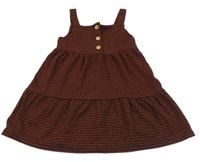 Hnědo-černé kostičkované úpletové šaty George