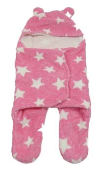 Růžová chlupatá podšitá zavinovačka s hvězdami 