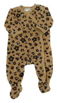 Hnědý leopardí chlupatý overal Ergee