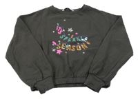 Tmavosivá oversize mikina s nápisem z flitrů V by Very