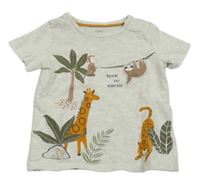 Sivé melírované tričko so zvieratkami C&A