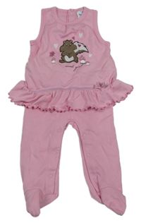 Světlerůžové dupačky s veverkou a volánikom Topomini