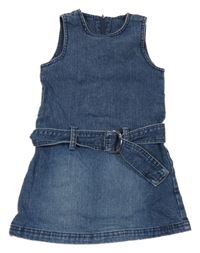 Tmavomodré rifľové šaty s opaskom Girl2Girl