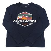 Tmavomodré tričko s horami Jack&Jones
