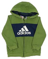 Zeleno-tmavomodrá prepínaci mikina s kapucňou a logom Adidas