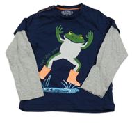 Tmavomodro-šedé triko se žábou M&S